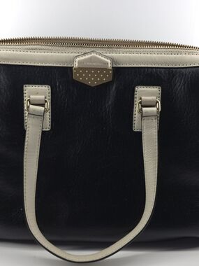 Marc by Marc Jacobs Black and Cream Leather Satchel